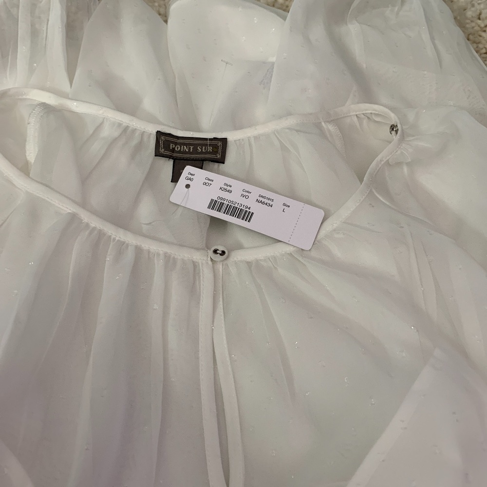 J crew point sur popover chiffon blouse in ivory. NWT